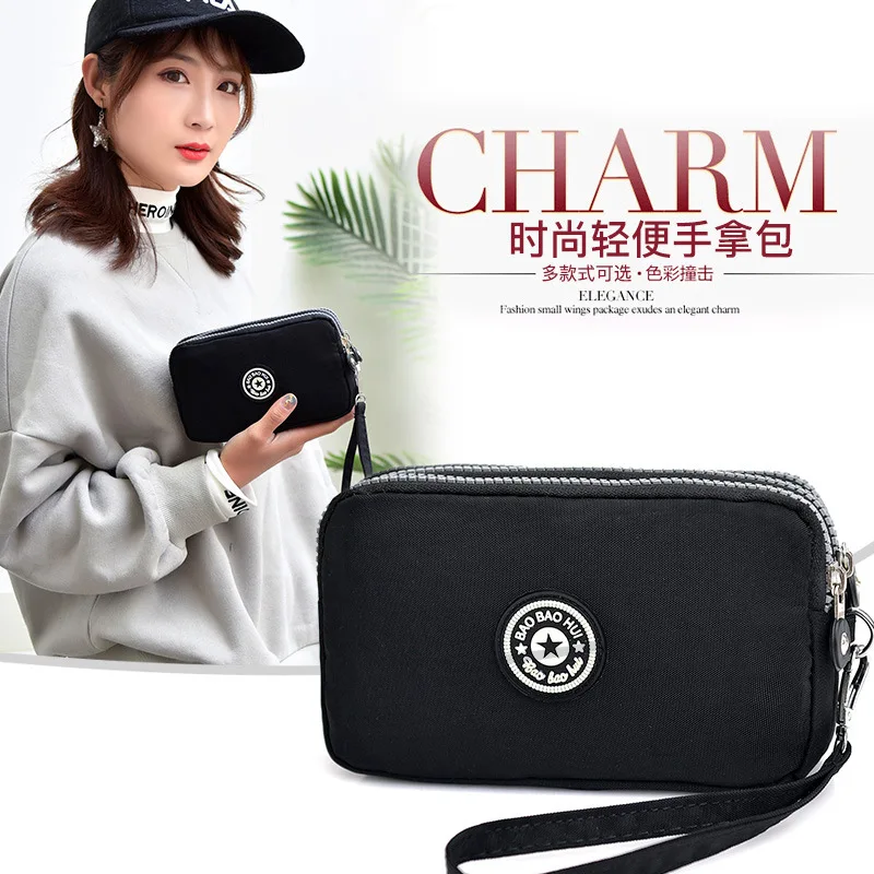 New Fashion Big Capacity Women Wallet Make-up Bag Coin Purse Mini Bag with Three Zipped Portable Women Wallets Phone Pouch