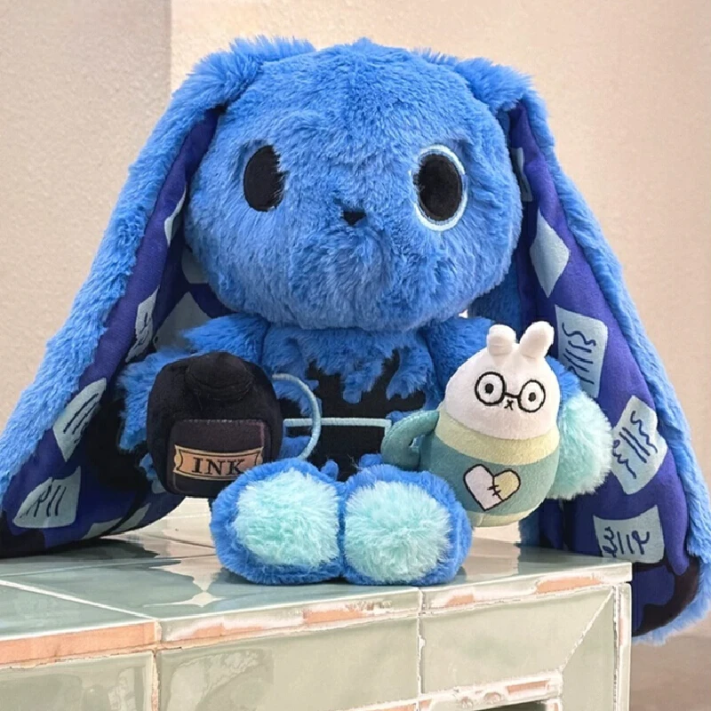 Plushie Dreadfuls Ink Rabbit Plush Toy Soft Blue Stuffed Animal Original Design Comforting Collectible Home Decor Gift For Adult