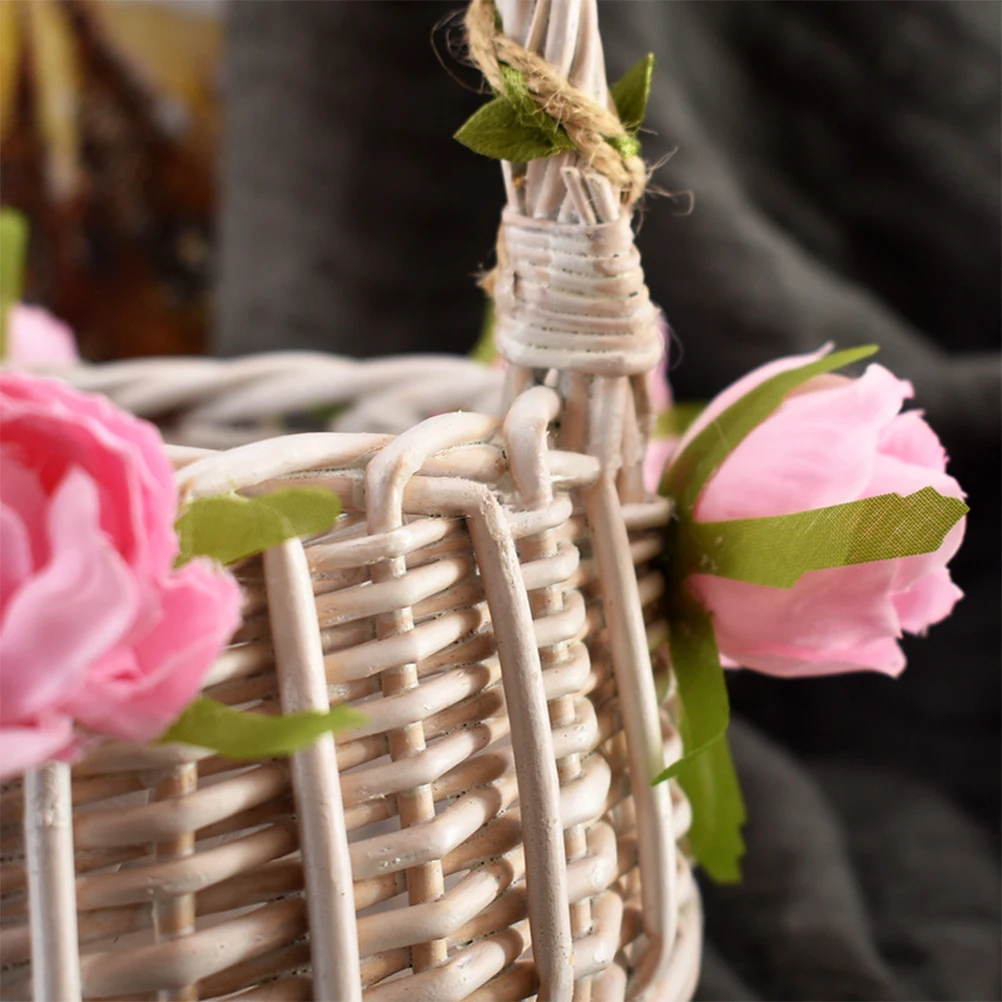 

Flower Basket for Wedding Bride Baskets Portable Storage Flowers Rose Petals Bamboo Woven Delicate Girl H held
