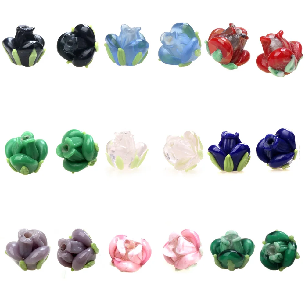 

Handmade 3D Flowers 2PCS Limited Edition Style Traditional Craft Lampwork Glass Beads Charm Glass Bead DIY Bracelet/Earring