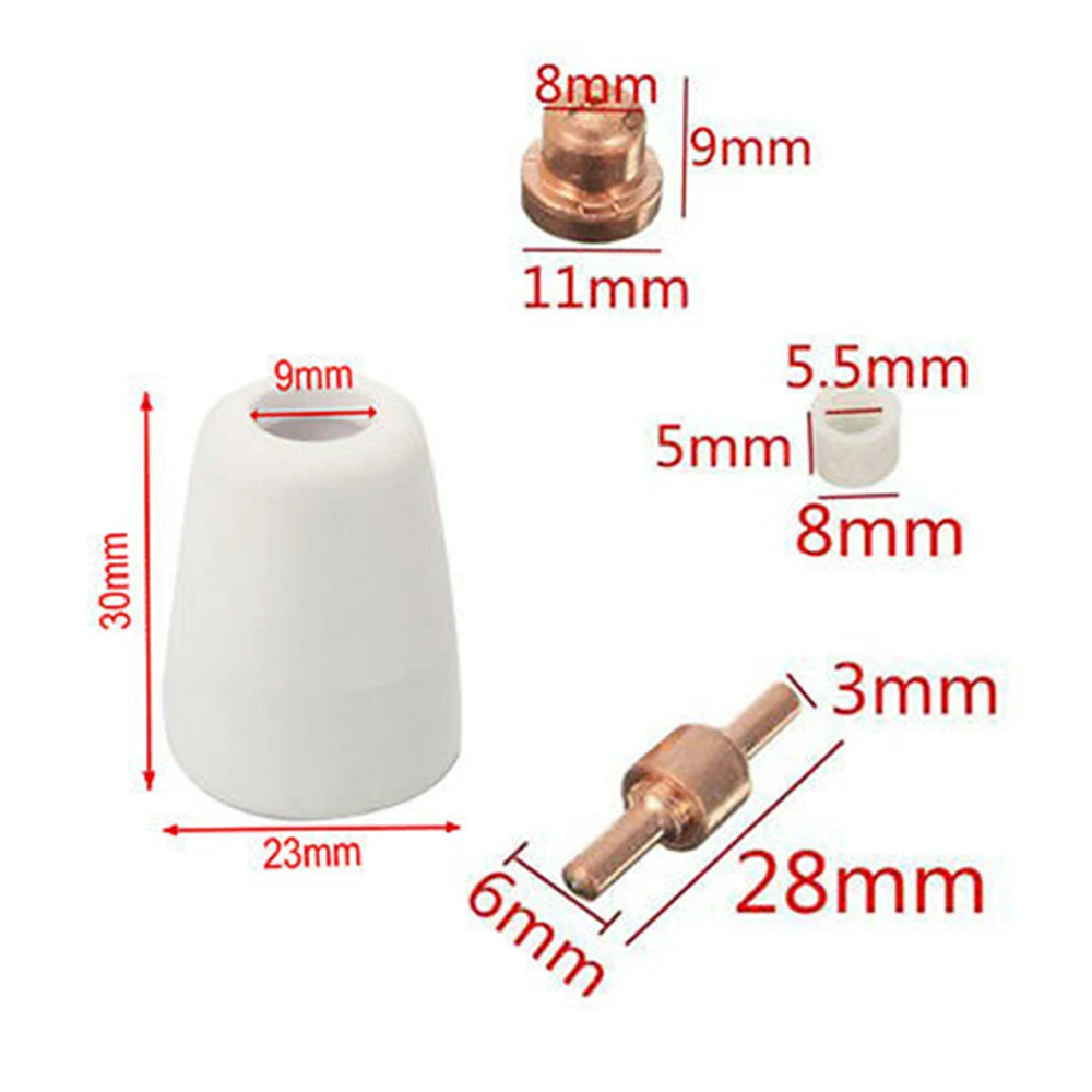 

Набор из 20 предметов для плазменной резки 40/PT31: электрод, сопло, вихревое кольцо, распределительная чашка для промышленных металлообрабатывающих работ