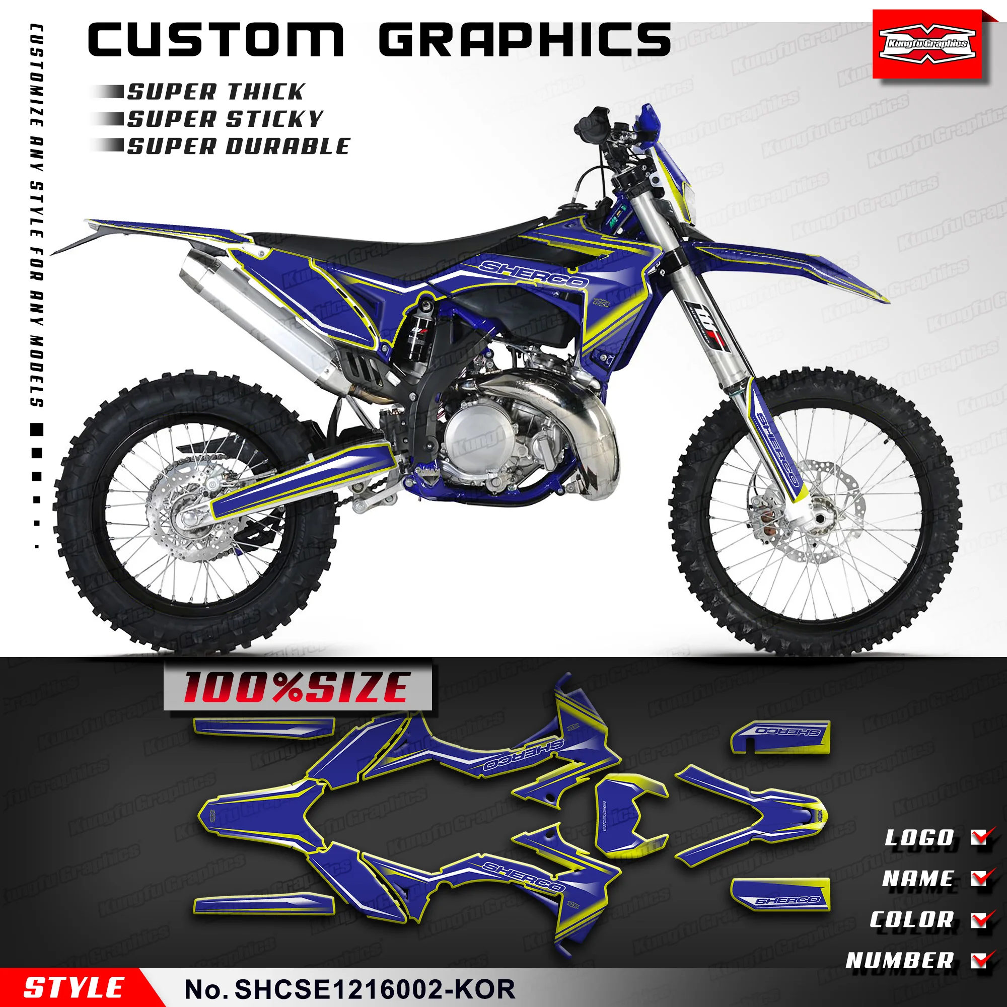 

KUNGFU GRAPHICS Racing Graphics Decals Stickers Kit for Sherco SE-R 250 300 2012 2013 2014 2015 2016, SHCSE1216002-KOR