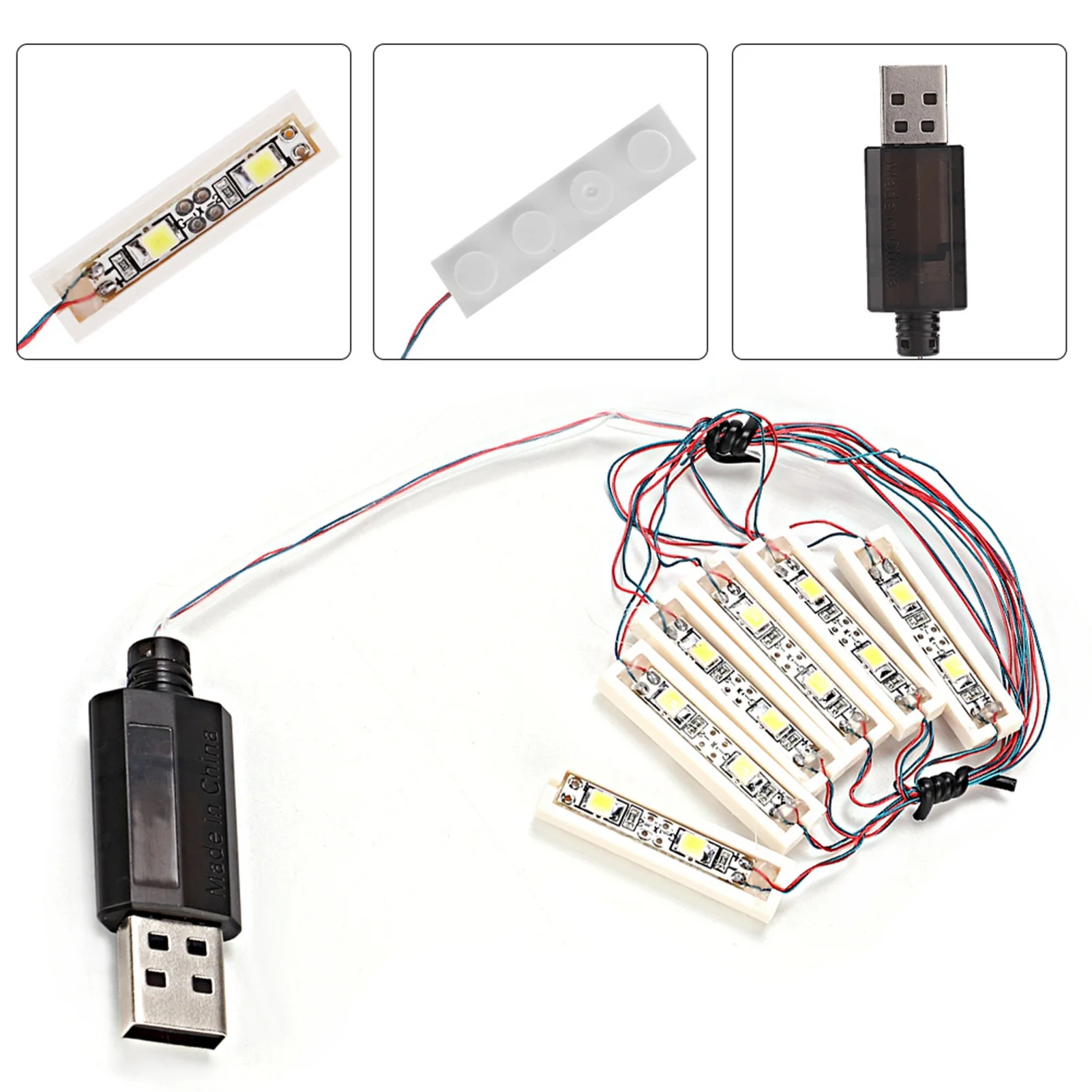 ZK40 ABS Universal DIY LED Light USB Charging Shining Decoration Bricks Bartype Lamp