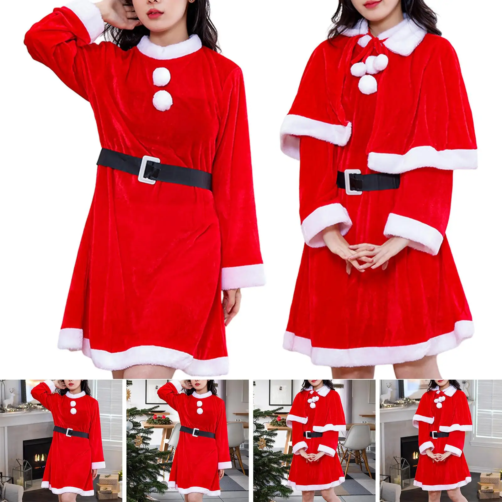 Weihnachten Santa Kleid Outfit Weihnachten Kostüm Outfit Weihnachten Outfit für Karneval Foto Requisiten Halloween Maskerade Leistung