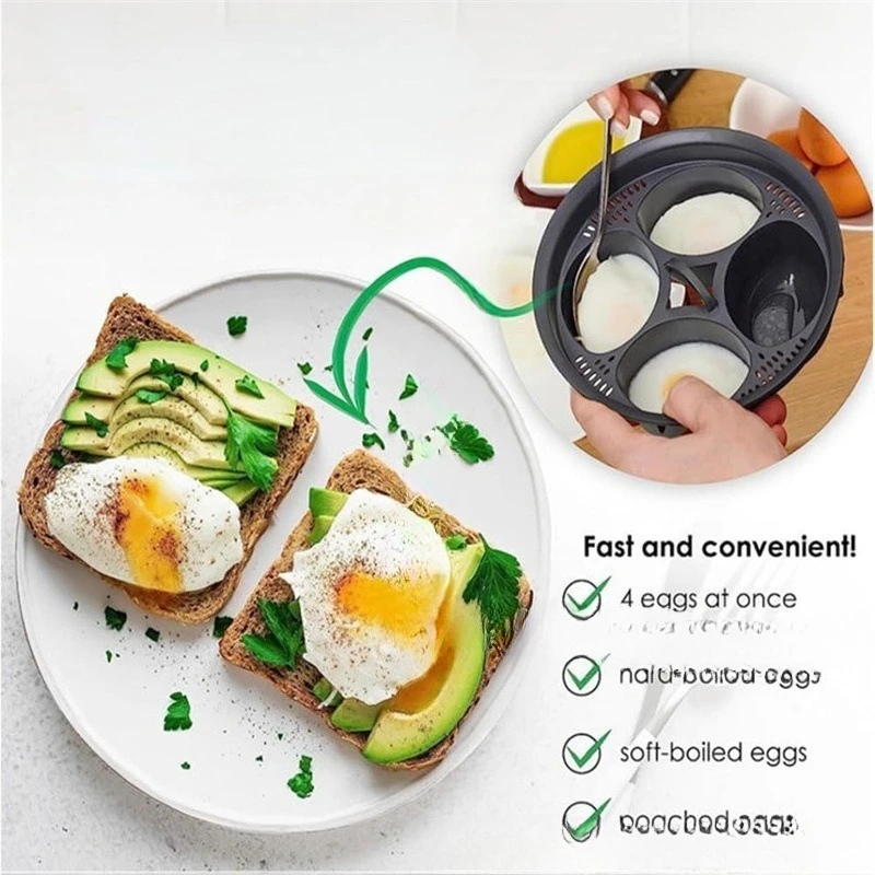 Cup Egg Poacher Steamer, Microwave Safe Silicone Egg Cooking Bowl for 4 Poached Eggs, Kitchen Gadget Breakfast Tool image 2