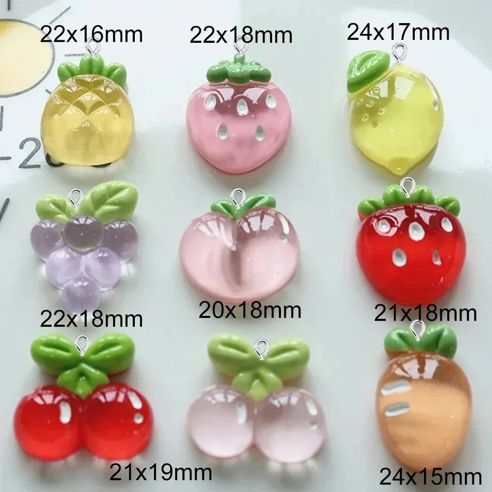 10Pcs Transparent Lemon Peach Fruit Flatback Resin Charms Cute Pendants DIY Earrings Bracelets Hairpins Jewelry Decor Accessorie