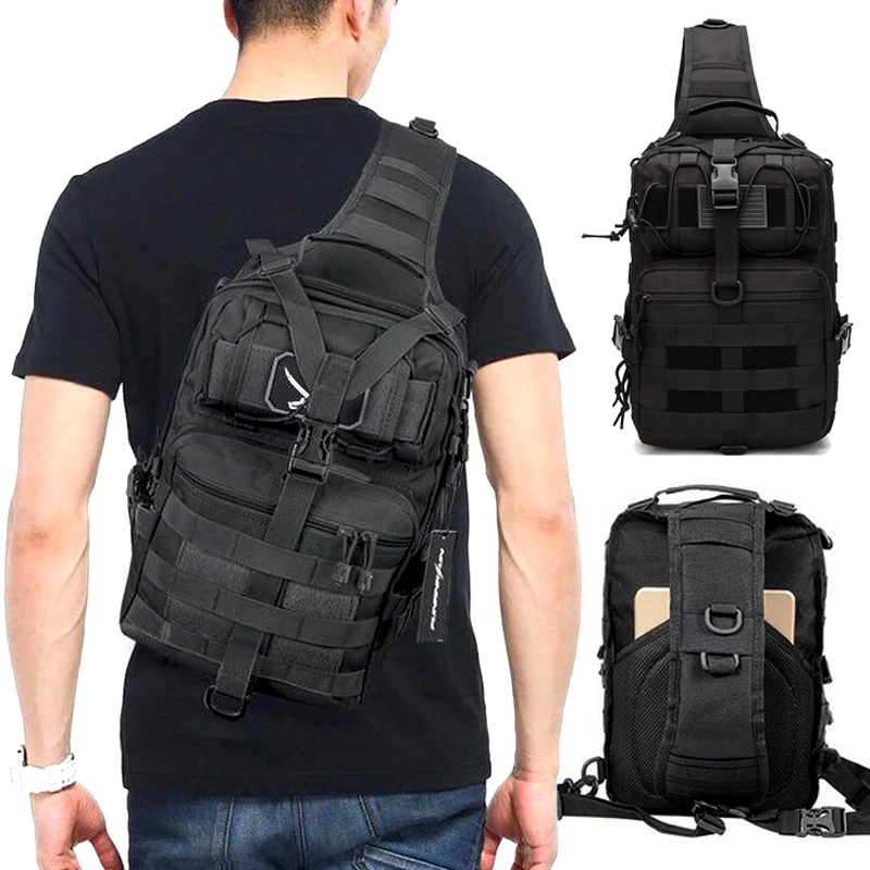 Large Shoulder Bag Molle Sling Backpack Men Women Sports Hiking Camping Travel Chest Bag Fishing Hunting Assault Pack