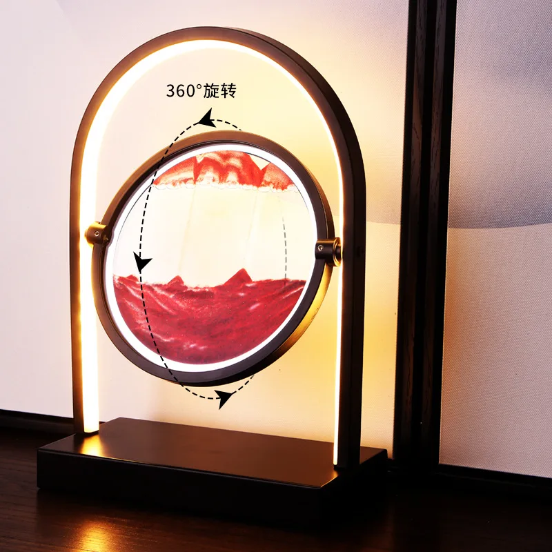 الرمال المتحركة اللوحة الجدول ضوء الفاخرة الفن الساعة الرملية هدية الزفاف مكتب غرفة المعيشة المحيطة ضوء غرفة نوم مصابيح السرير