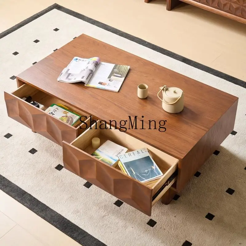 

FG all solid wood coffee table living room home new modern simple antique coffee table TV cabinet combination