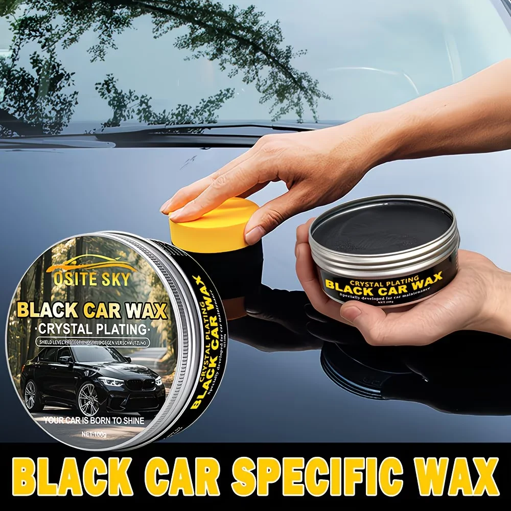 Black Car Wax Crystal Plating, Solid Car Polish for Black Vehicles, Scratch Remover, Hydrophobic Ceramic Coating, High Gloss Shi