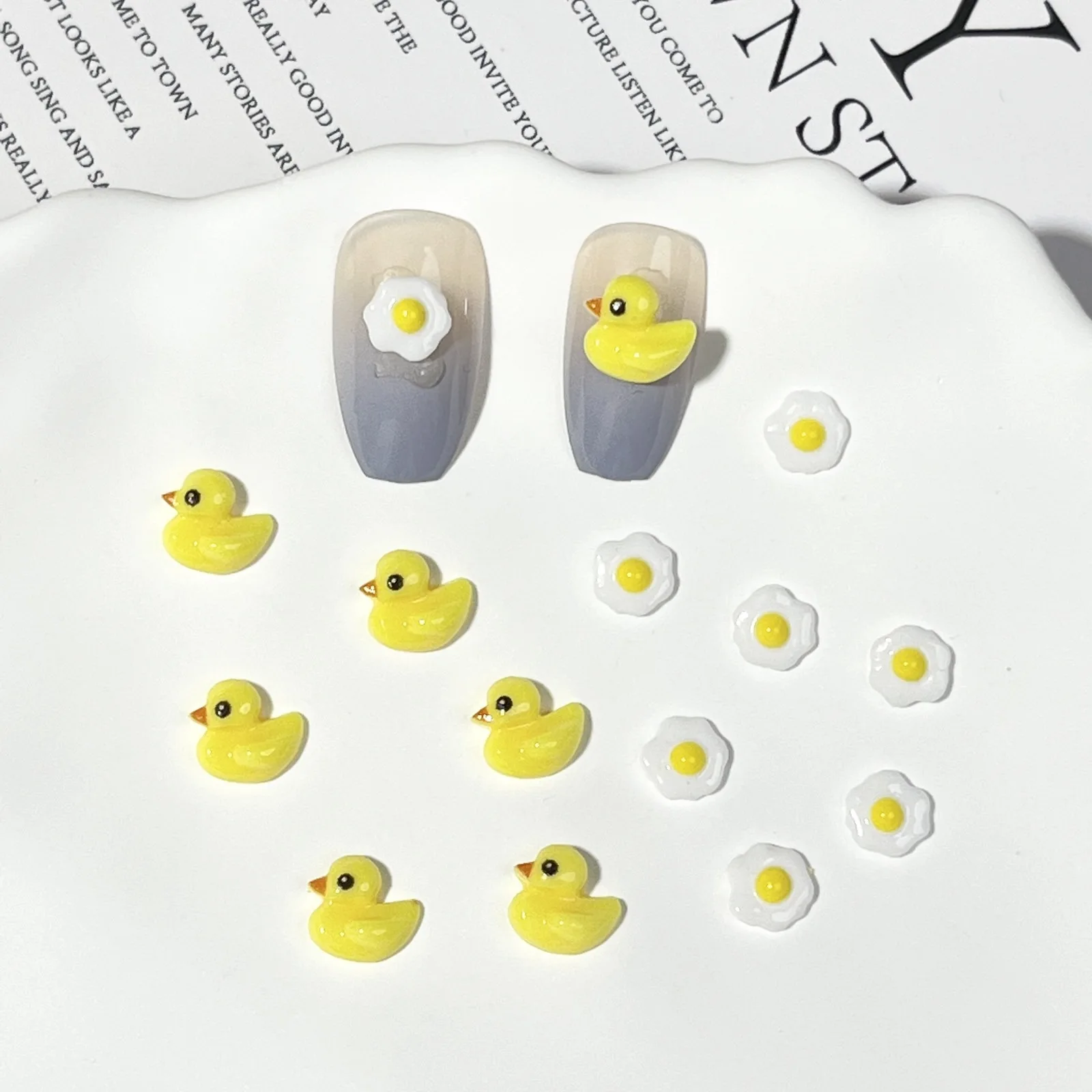 

20pcs Cute Cartoon Yellow Mini Duck Nails Charms Kawaii 3D Resin Funny Nail Accessories Jewelry DIY Nail Art Decorations Parts