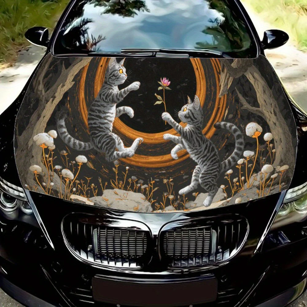

Fantasy Twin Cats car hood stickers, waterproof self-adhesive, scratch resistant, easy to stick, durable car PVC stickers, car d