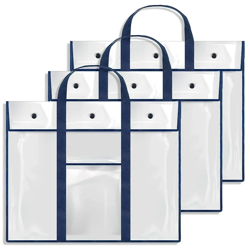 Large Capacity Durable Art Portfolio Organizer with Pocket, Large Poster Storage Bag, Art PVC Storage Pocket