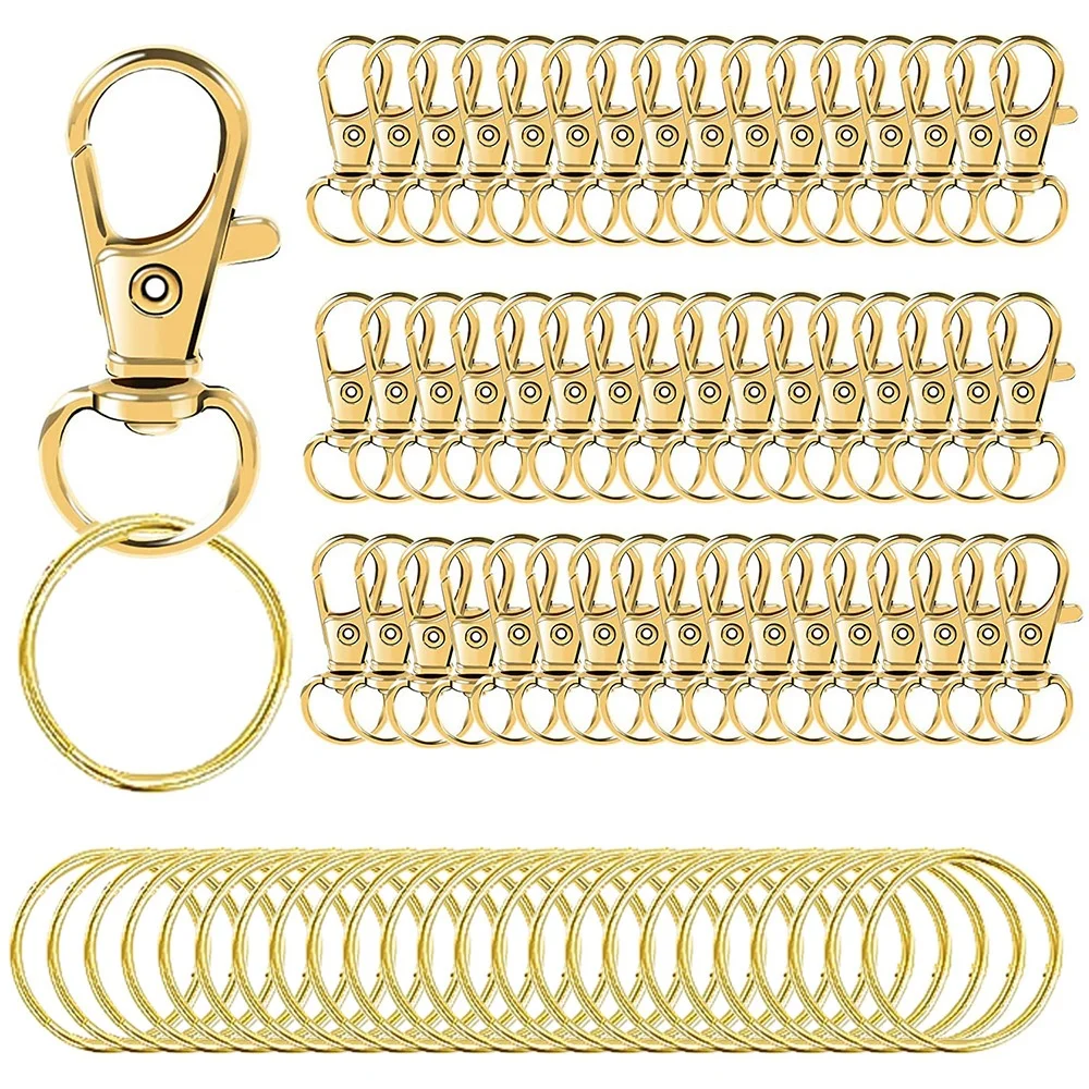 50PCS Key Chain Hook With Key Ring Metal Rotating Lobster Clasp Used For Key Chain Clip Lanyard Jewelry Making Handicrafts