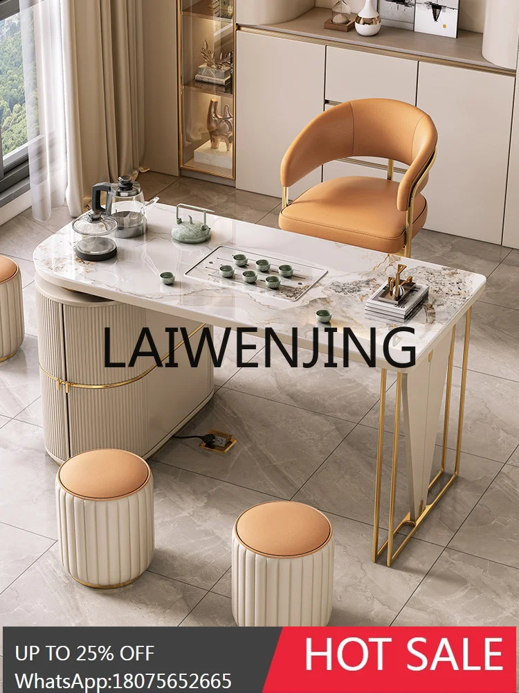 Light Luxury Balcony Table and Chair Combination Kung Fu Tea Brewing Table Integrated Household Solid Wood Small Tea Table