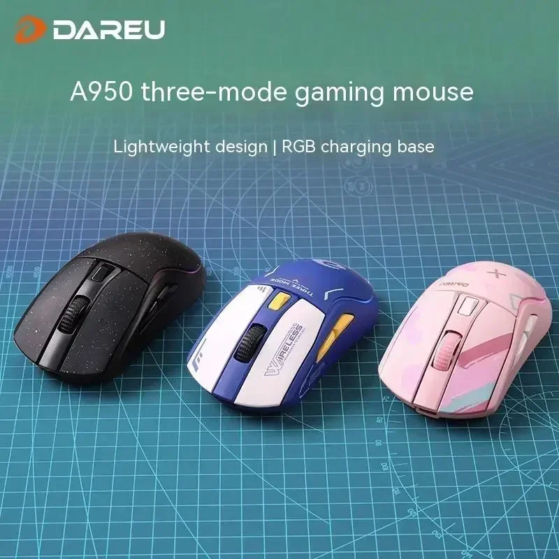 Dareu A950 Tri-Mode Bluetooth Wireless Ergonomices Mouse Mouse Rgb Charging Base For Pc Gamer Office Gifts  Laptop Accessories