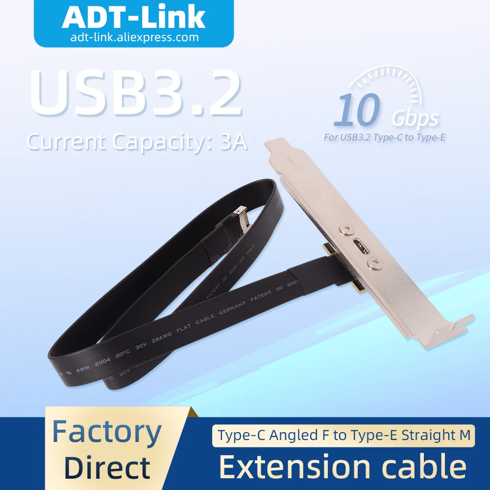 ADT-Link T8T-F6A USB 3.2 Type-C To Type-E 19/20P Extension Cable ITX Motherboard Built-in USB Device Adapter for A4 Chassis