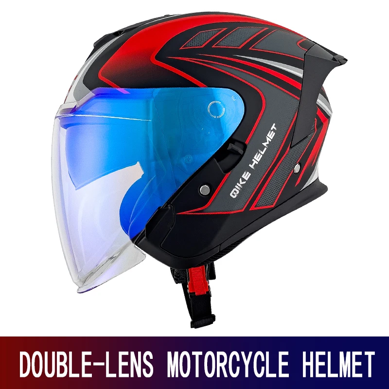 خوذة دراجة نارية عالية الجودة للرجال ثلاثة أرباع عدسة مزدوجة الرجعية نصف خوذة كروز قاطرة أربعة مواسم عالمية 3/4 ساعة