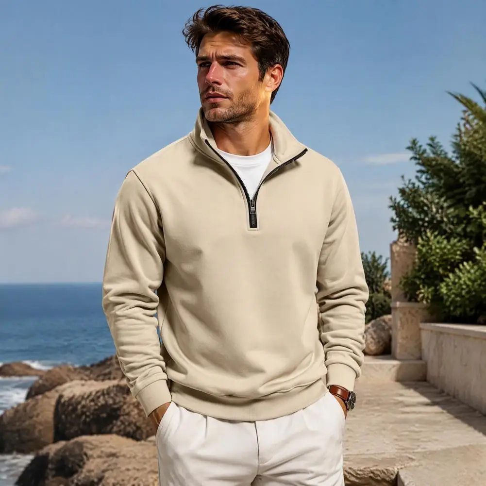 Mens Quarter Zip Sweatshirt, Stand Collar Athletic Fleece Pullover,Long Sleeve Casual Sweatshirts,Loose Fit Tops for Fall Winter
