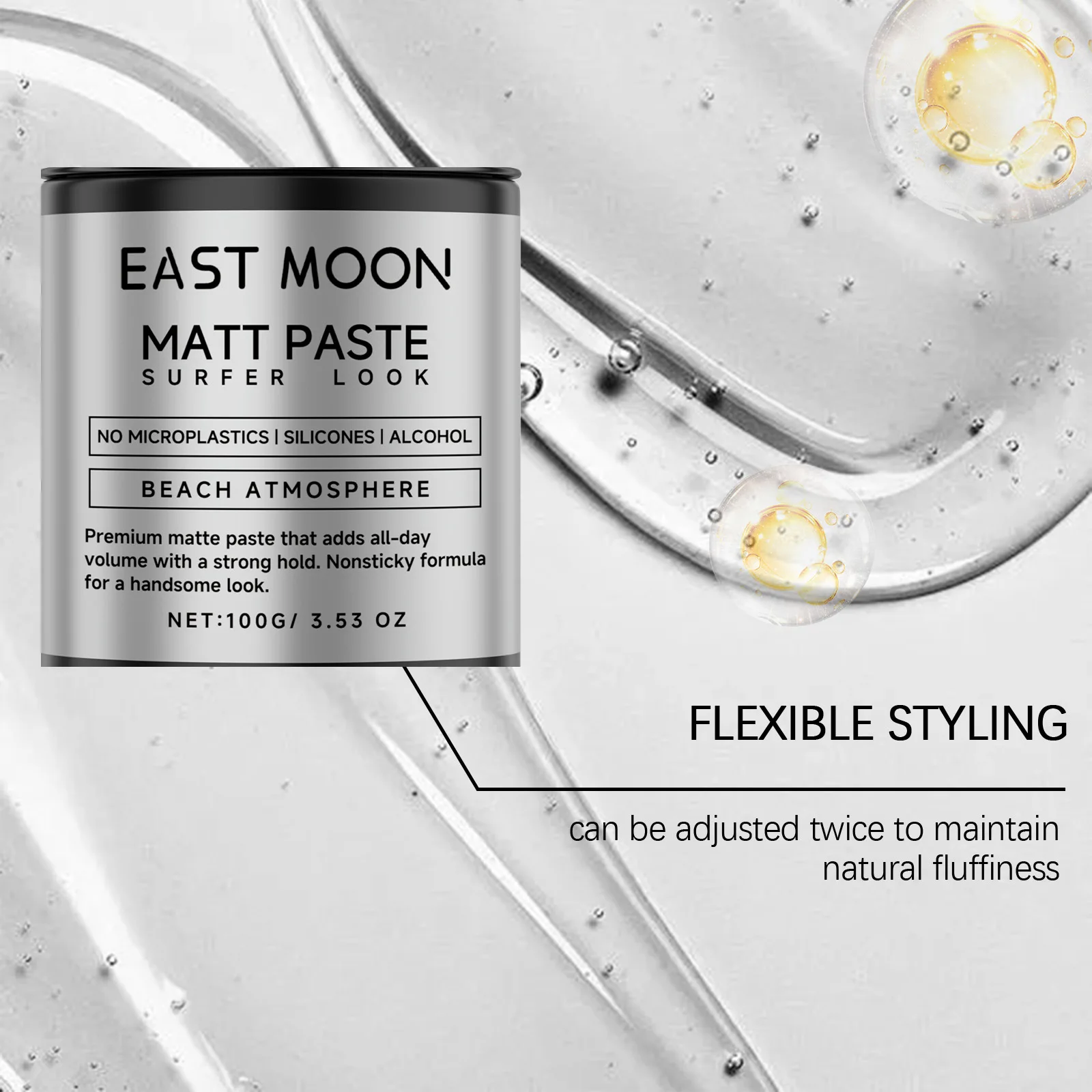 East Moon Hair Matte Paste Lasting Strong Hold Create Natural Matte Texture Hairstyle Non Greasy Easy Wash Hair Shape Wax Cream