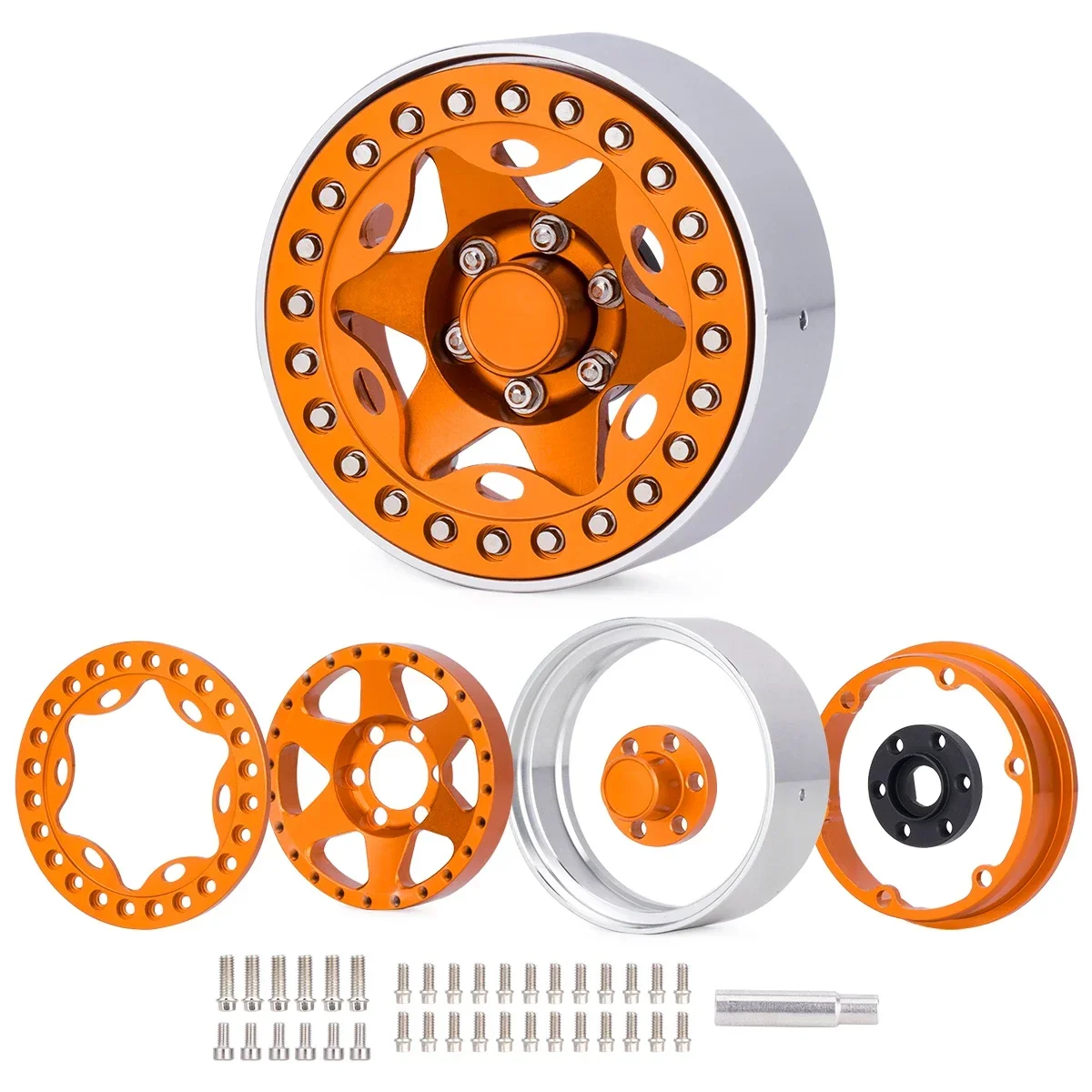 ล้อแม็กซ์ขอบล้ออลูมิเนียมอัลลอยด์ CNC ขนาด 1.9 นิ้ว สำหรับรถ RC Crawler ขนาด 1/10 รุ่น Axial SCX10 TRX4 TRX6 D90 Redcat Gen8 D110 และ Tamiya