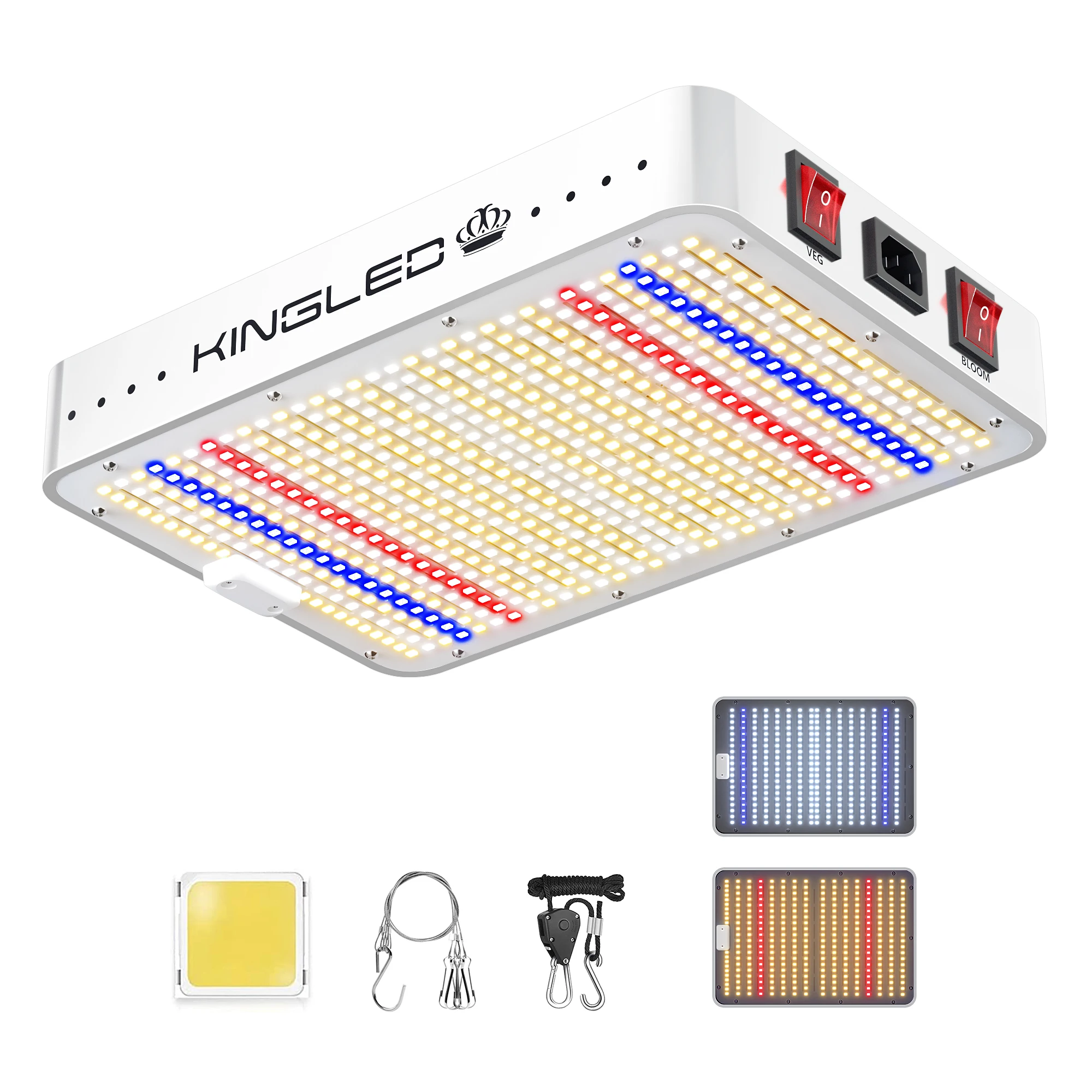 

KingLED KP1000 LED Grow Light for Indoor Plants, Full Spectrum Plant Light with Veg & Bloom Mode, 100W Growing Lamp for Seed Starting Seedlings Vegetable Hydroponic Greenhouse, 2x2/2x3 Grow Tent