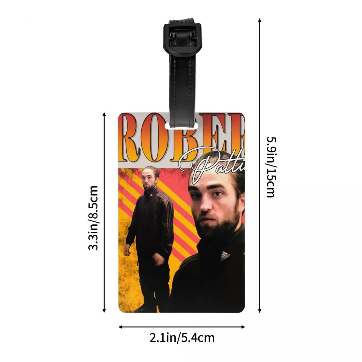 Custom Humor Robert Pattinson Standing Meme Luggage Tag With Name Card Funny Rob Privacy Cover ID Label for Travel Bag Suitcase