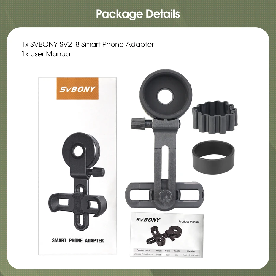Svbony Universal Phone Adapter Mount Compatible with Binoculars Monoculars Scope Suitable for SV28/SV14/SV17/SV411/SV202/SM402