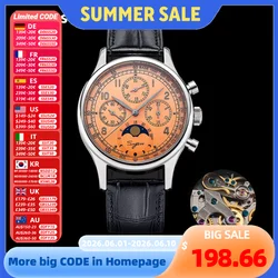 Sugess-Montre chronographe mécanique Tianjin ST1908 pour homme, montres-bracelets d'affaires, mouvement à col de cygne, phase de lune, saphir, nouveau, 2023