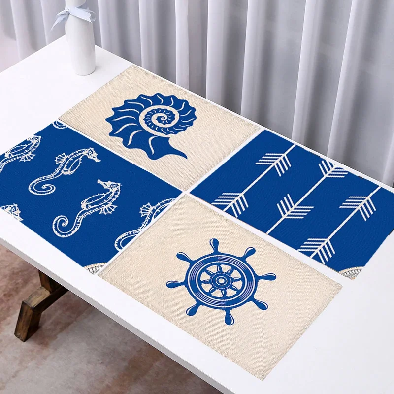 【Ocean Theme】Blue Sea Creatures Placemat, Heat-Resistant & Insulated, Universal Mat for Kitchen & Dining Table, Cup & Bowl Use