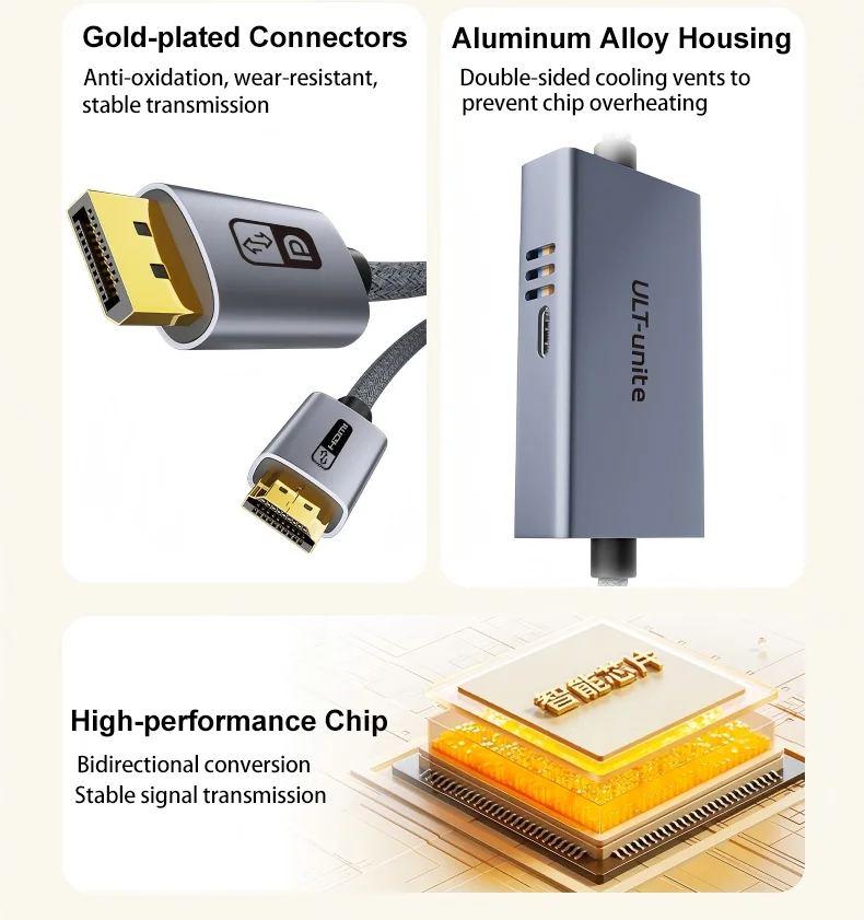 4K@60Hz Bidirektionales HDMI-zu-DP-Kabel, aktiver DP-zu-HDMI-Adapter für Switch/PS5/Xbox Laptop PC tragbarer Monitor Konverterkabel – Detail 16