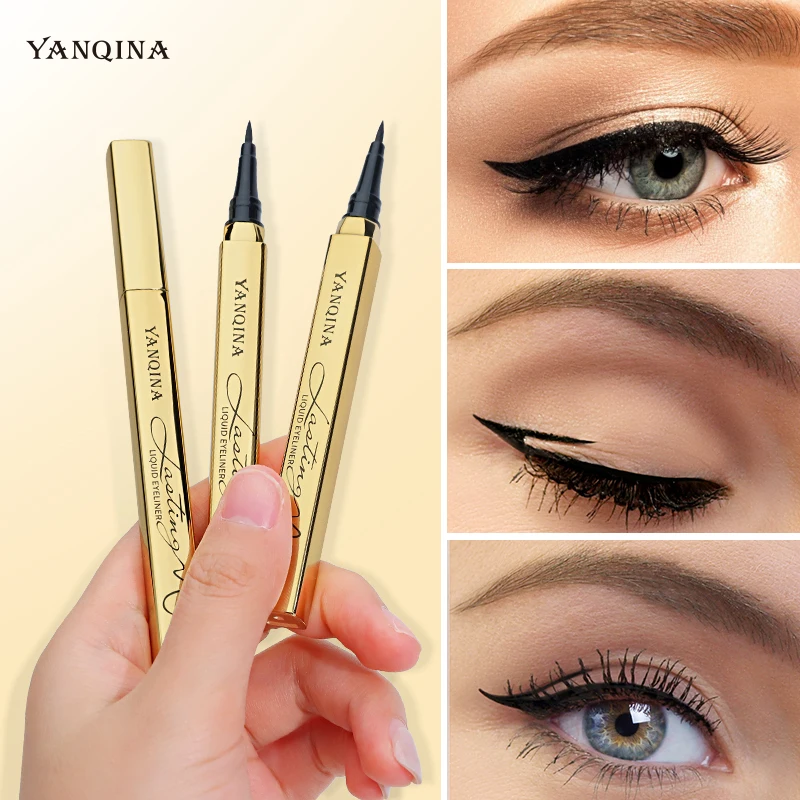 Schwarzer, wasserfester, schweißfester und wischfester Eyeliner für einen natürlichen Look, der sich schnell und einfach auftragen lässt.