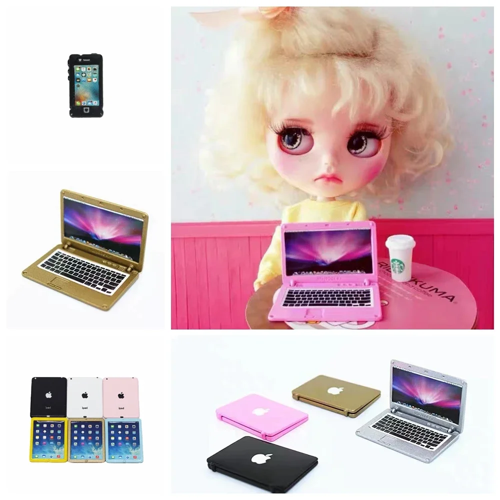 Di Động Mini Dễ Thương Mô Phỏng Laptop Mini Cho 1/6 1/8 1/12 Bjd Máy Tính Nhà Búp Bê Thu Nhỏ 1:12 Hợp Kim Hàng Thủ Công Trang Trí