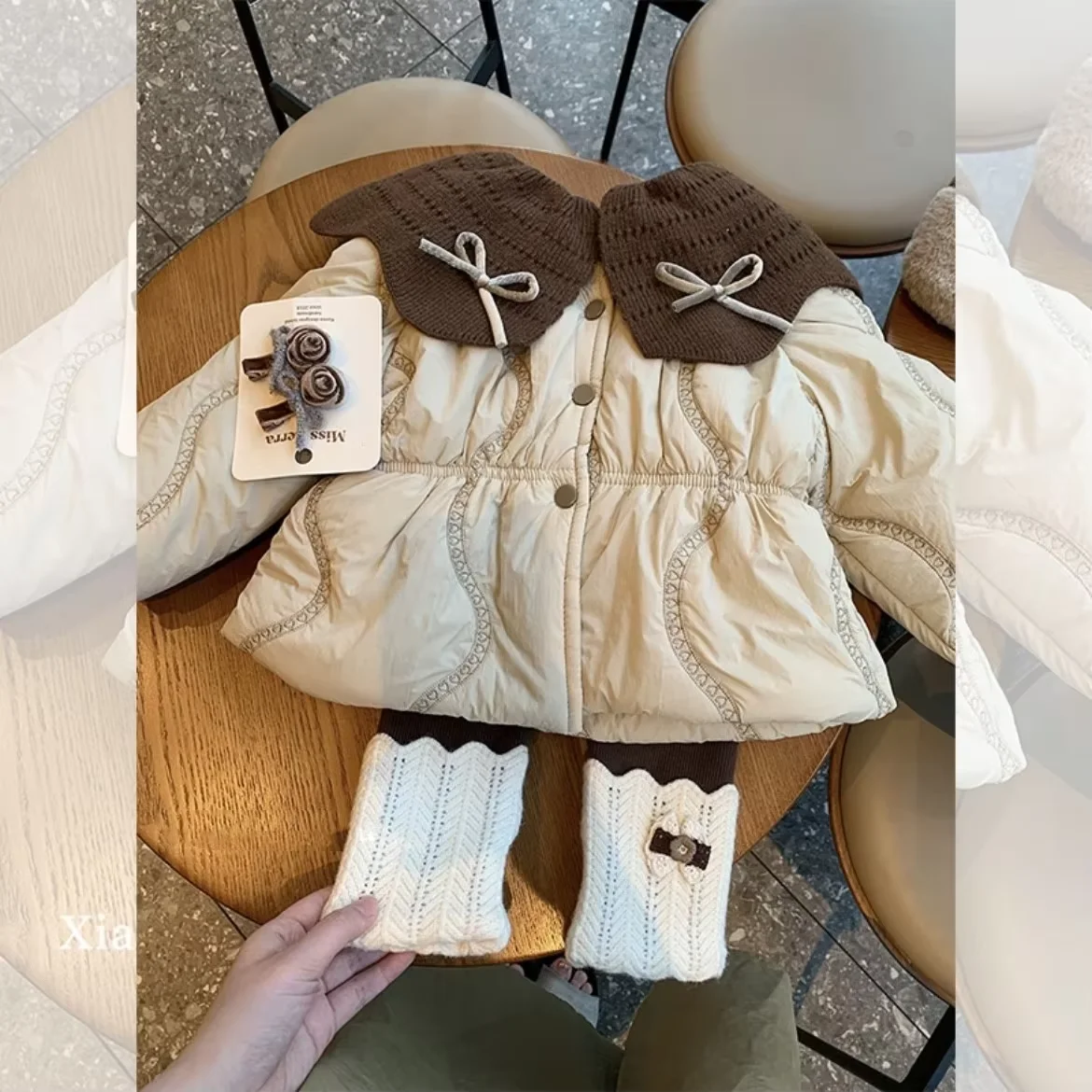 Girls Padded Winter Jacket Fleece Lined Thickened Warm Coat Kids Autumn Winter Casual Outerwear 12M-7Y 5