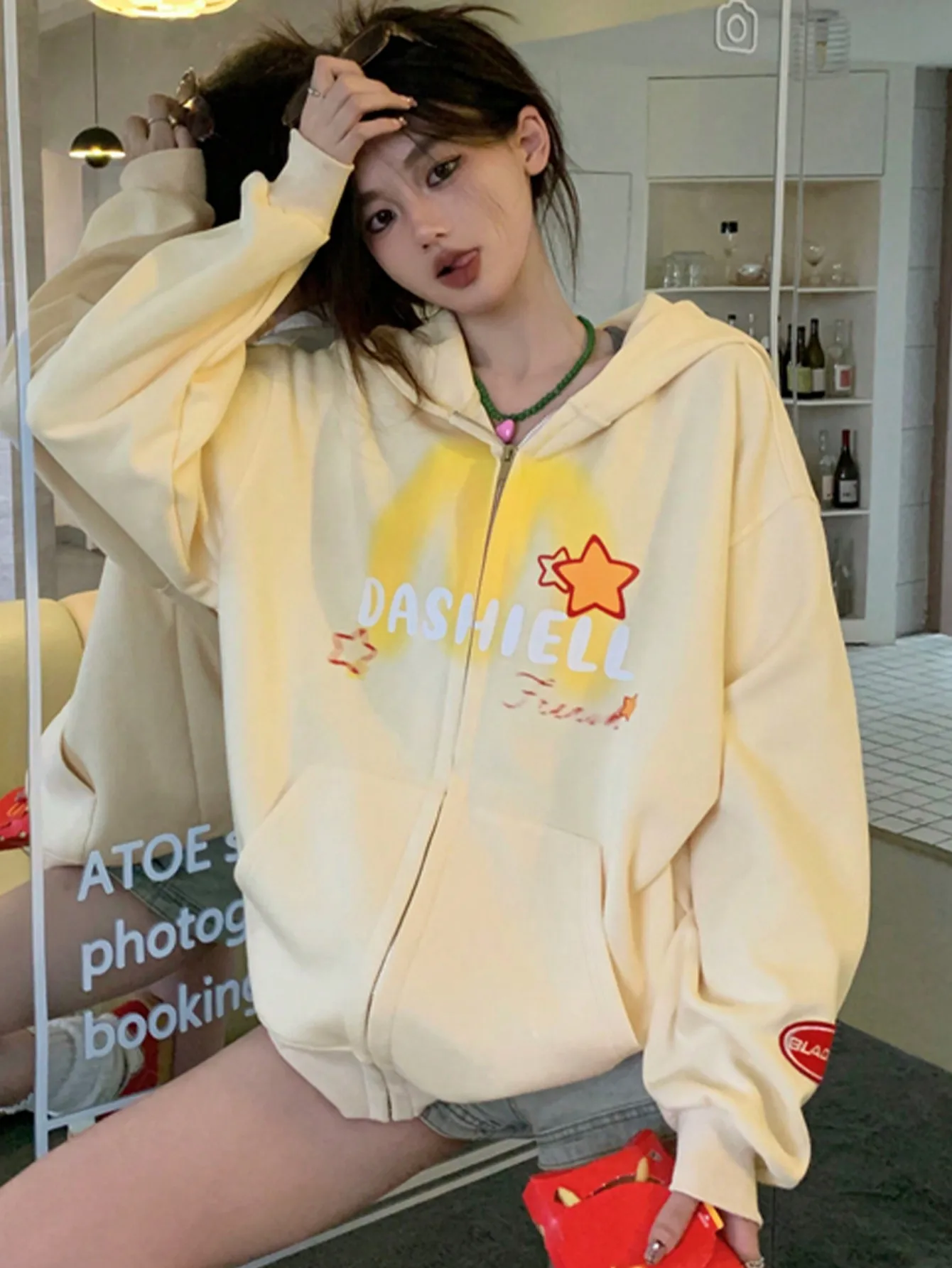 

Dopamine Wears Hooded Sweatshirt for Women, New Hot Style, Fashionable, Lazy Style, Age-Reducing, Beautiful Coat for Autumn