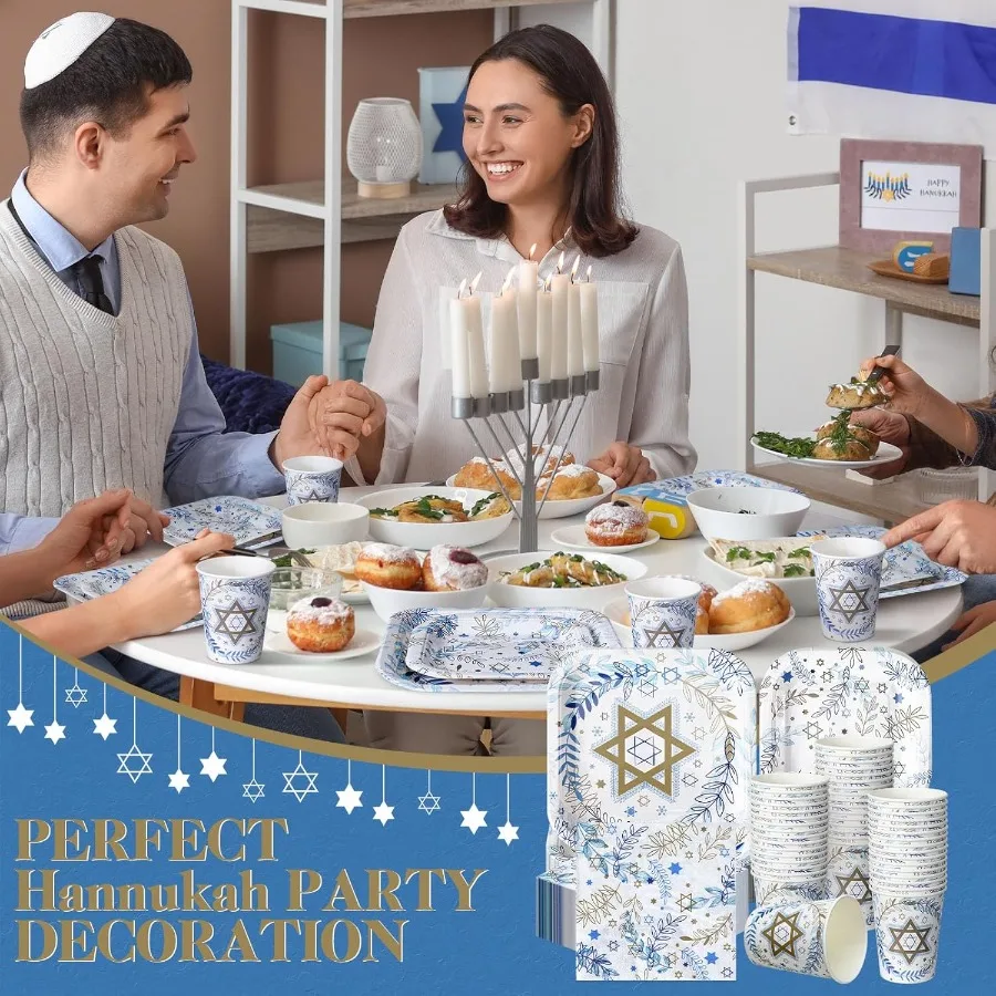 350 Pcs Paper Plates and Napkins Set Disposable Dinnerware Party Supplies Tableware for Serving 50 Guests with Cups Knives Fork