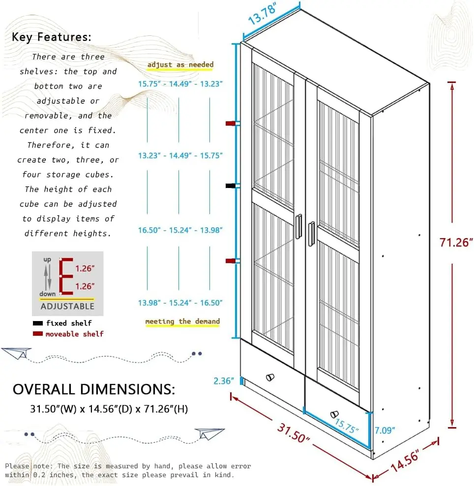 Glass Door Storage Cabinet - 71