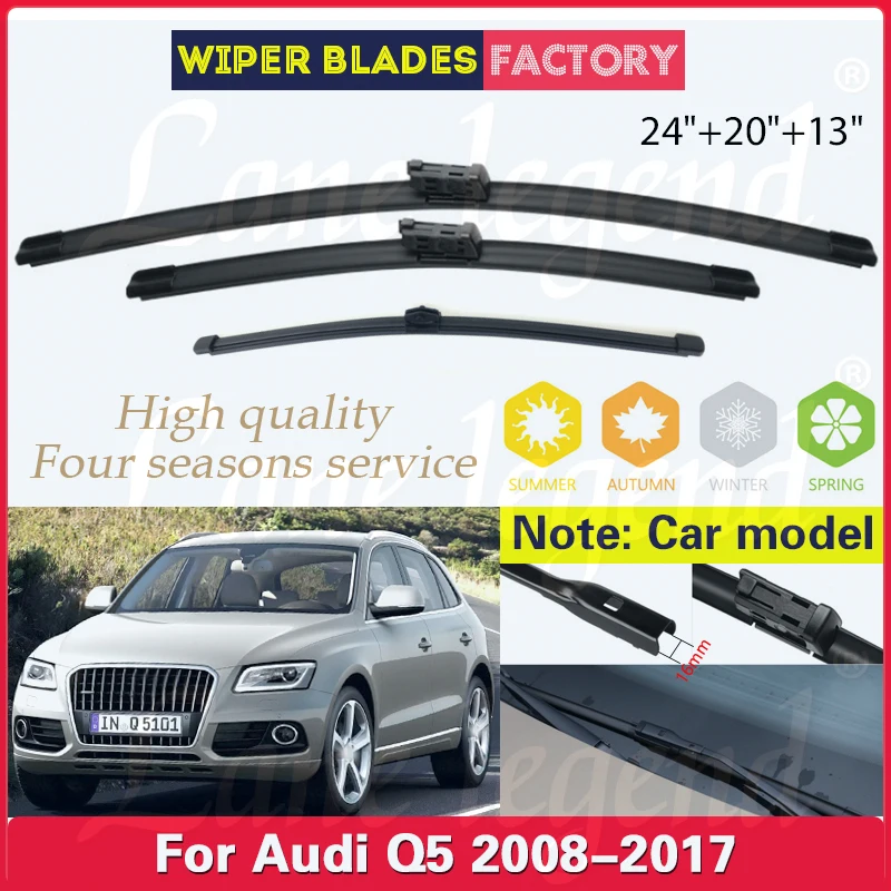 For Audi Q5 2008 - 2017 Wiper LHD Front Rear Wiper Blades Windshield Windscreen Window Car Rain Brush 2014 2015 2016 24