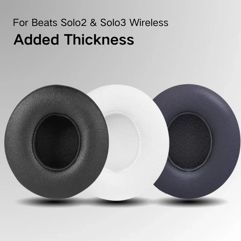 Almohadillas de repuesto para auriculares inalámbricos Beats Solo 2 y Solo 3 con cuero proteico suave, espesor añadido