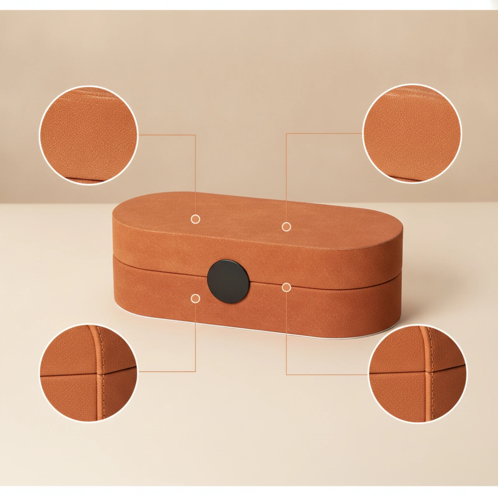 Oval Box with Hinged Lid Minimalist Storage Box with Hinged Lid Organizer Secure Functional for Dresser, Vanity
