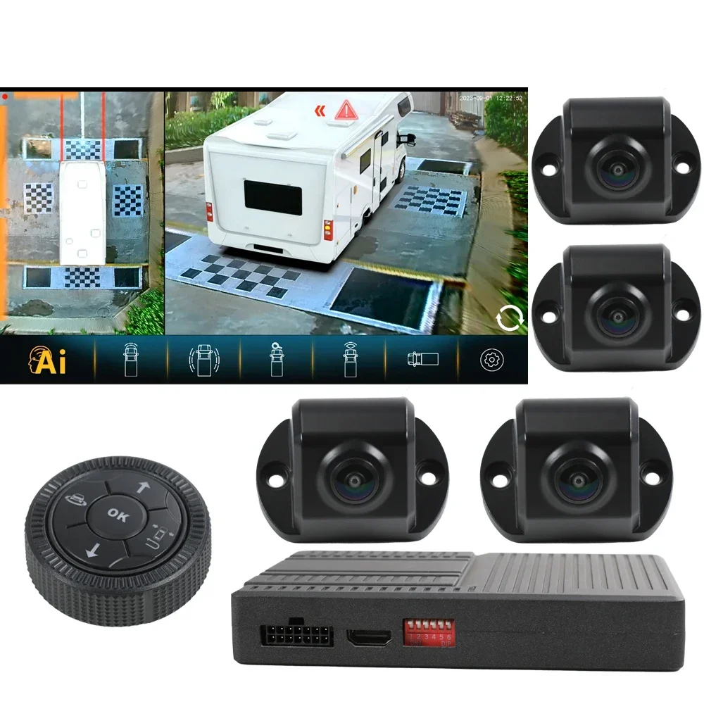 Carsanbo AI 360 Panoramic 3D Bird Eye View Camera Car System AHD 1080P For RV Touring Motorhome image 3