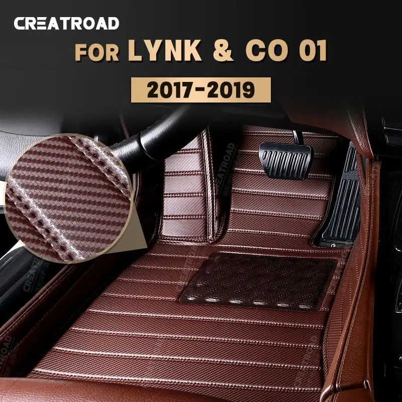 

Custom Carbon Fibre style Floor Mats For Lynk & Co 01 2017 2018 2019 Foot Carpet Cover Automobile Interior Accessories