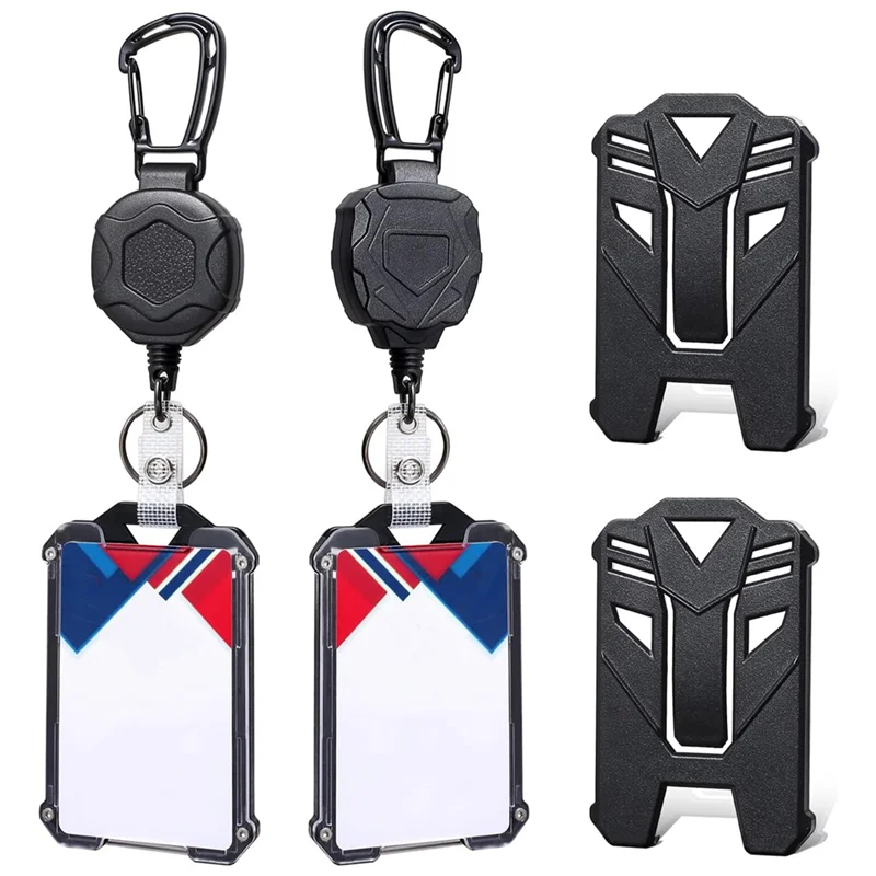 Porta badge retrattile e portachiavi con moschettone resistente Bobina per badge identificativo tattico con cuscinetto per cavo retrattile da 32 pollici durevole