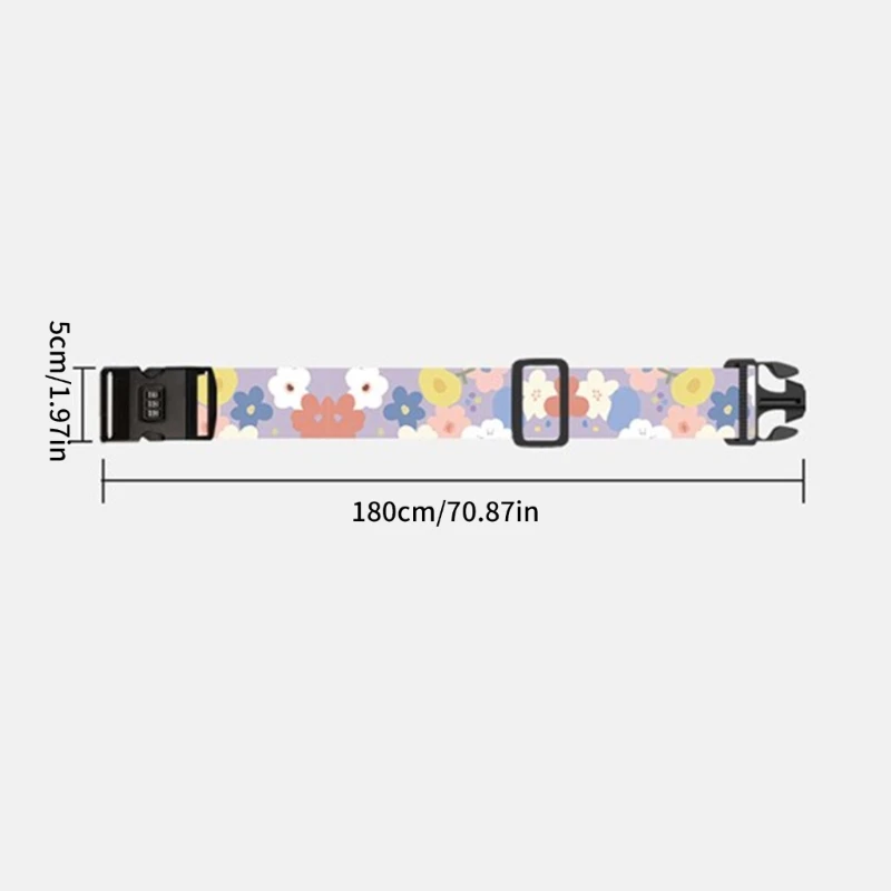 Durable Packing Belt Adjustable Suitcase Straps with Password Lock Cartoon Pattern Strap for Frequently Travellers