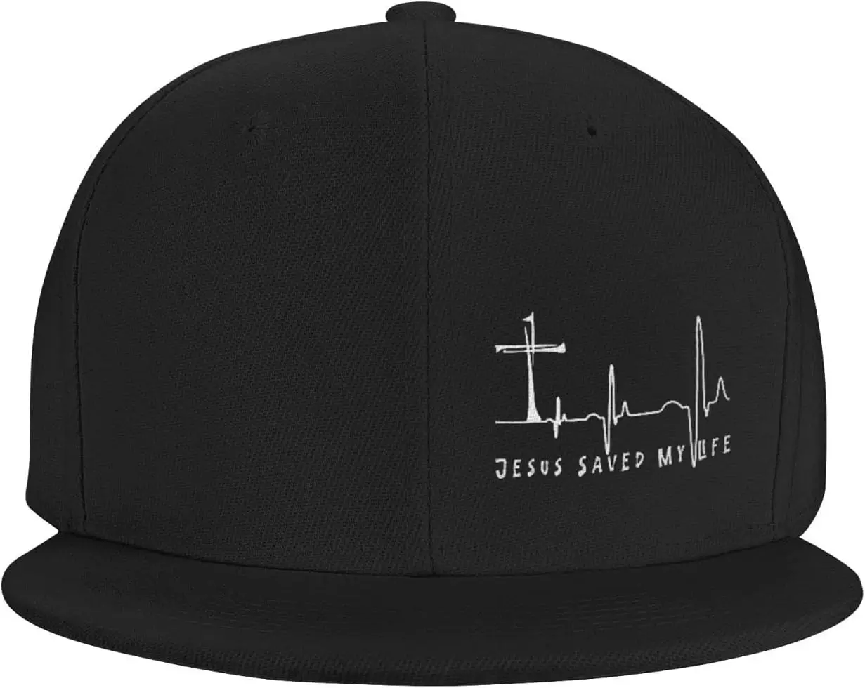 Christian Jesus Saved My Life Cross Flat Bill Baseball Cap Snapback Hats for Men & Women