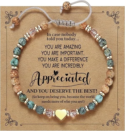 Natural Stone Bracelet Set – Includes Card; A Gift to Express Longing, Perfect as an Inspirational Birthday Present for Women