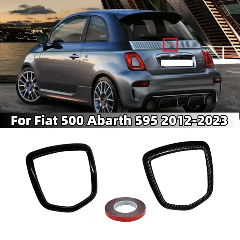 For Fiat 500 Abarth 595 695 2012 2013 2014 2015 2016 2017 2018 2019 2020 2021-2023 Rear Logo Trim Cover Black/Carbon Look