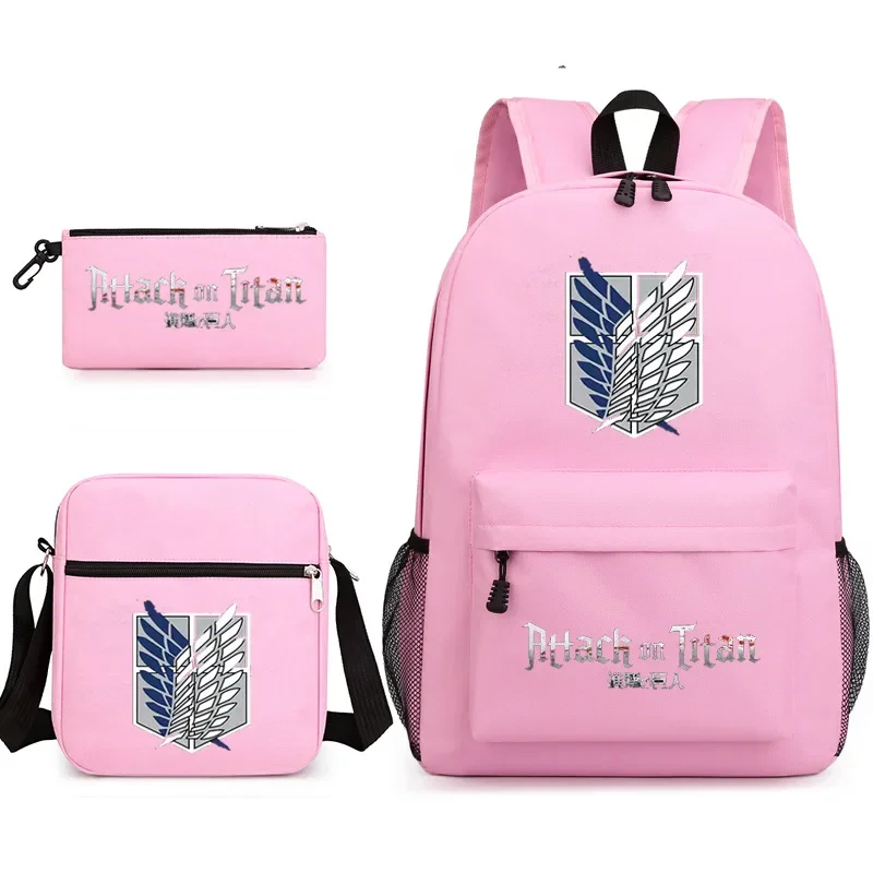 Attack on Titan EREN MIKASA Backpack Schoolbag Shoulder Bag Pencil Case Gift for Kids Students