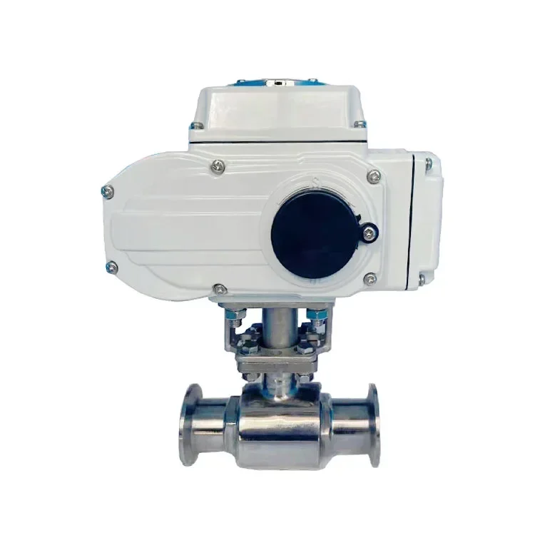 Modulation type 304 sanitary electric vacuum 3PC ball valve with DC24V electric actuator 0-90 degrees