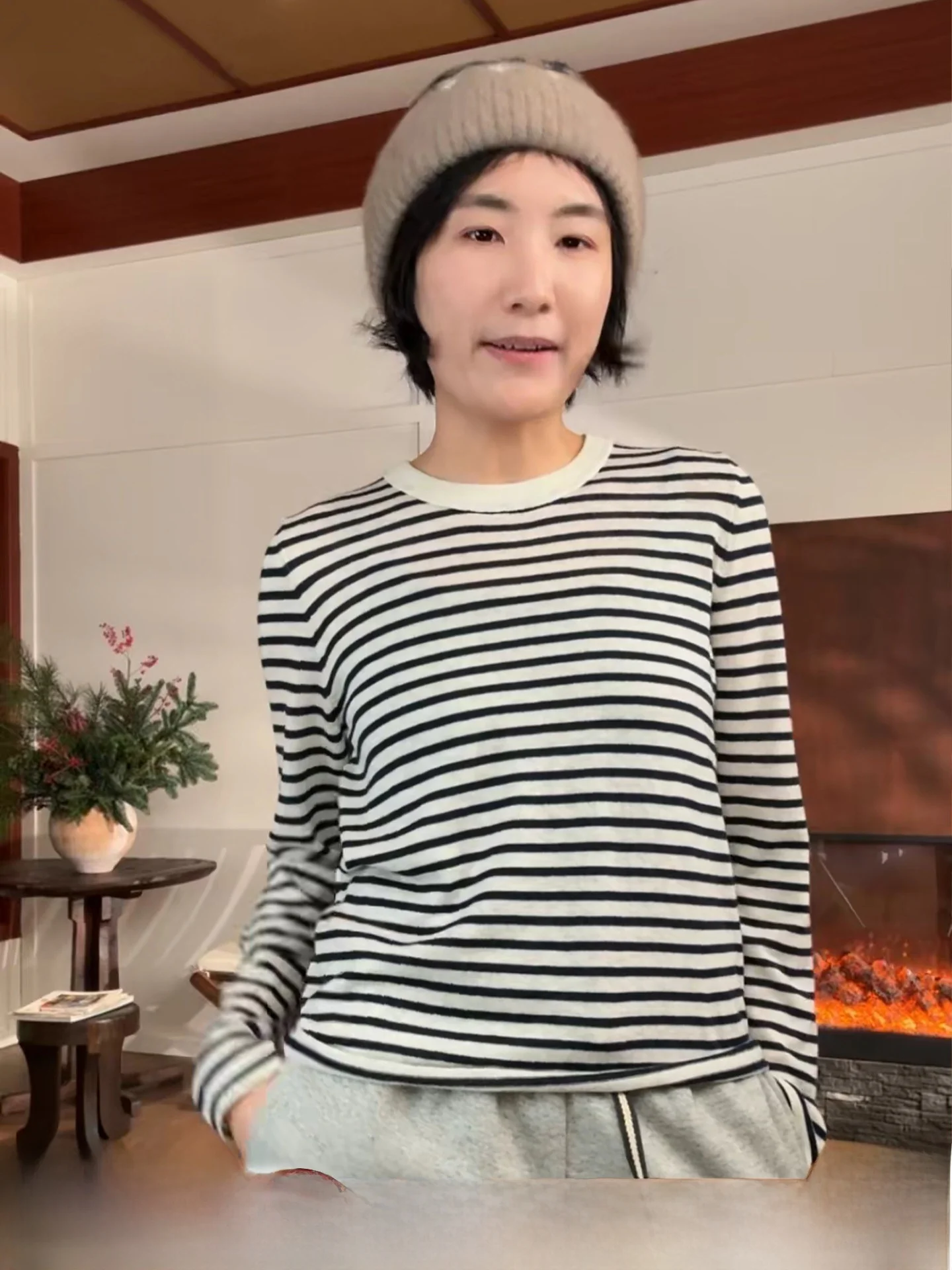 

Langqing Women's Slim Fit Long Sve Knitted Wool Base irt round Ne Casual Sle Soft Comfortable Breathable Autumn Wint...